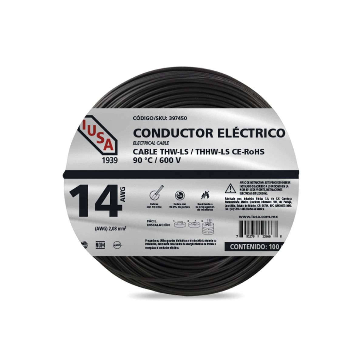 Cable Eléctrico THW #14 100m Iusa 5