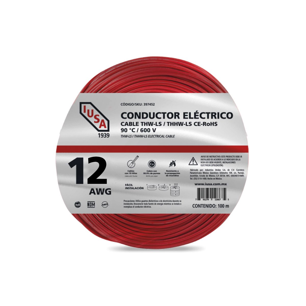 Cable Eléctrico THW #12 100m Iusa 8