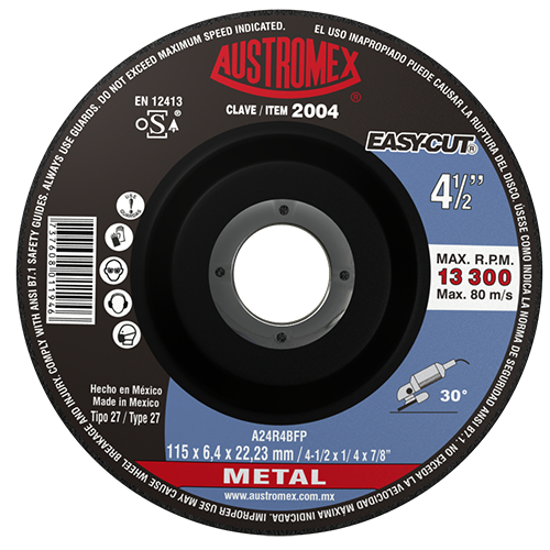 Disco para desbaste de metal 4-1/2 Pulg 2004 Austromex