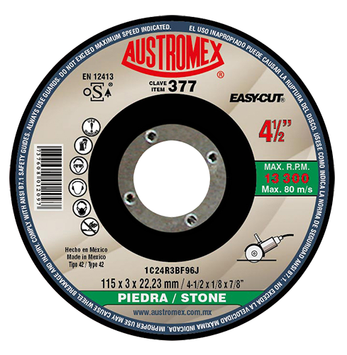 Disco para corte de piedra 4-1/2 Pulg 377 Austromex
