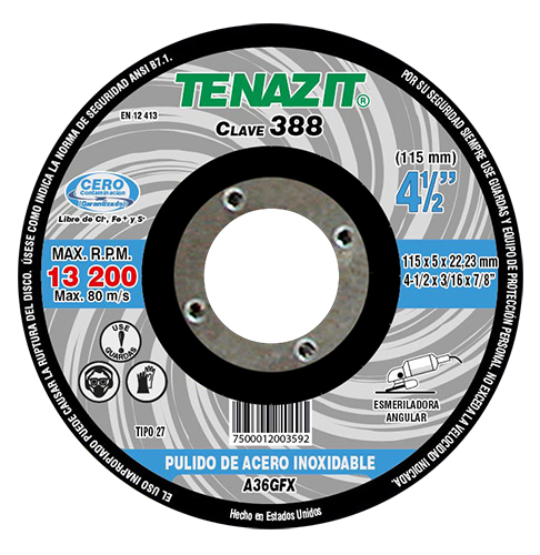 Disco de desbaste para acero inoxidable 4-1/2 Pulg 388 Austromex