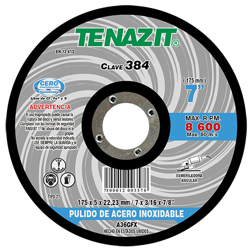 Disco de desbaste de acero inoxidable 7 Pulg 384 Austromex