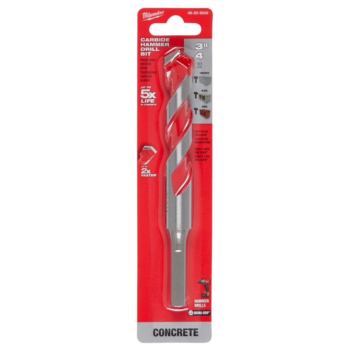 Broca de Concreto 3/4" X 6” 48-20-9045 Milwaukee 2