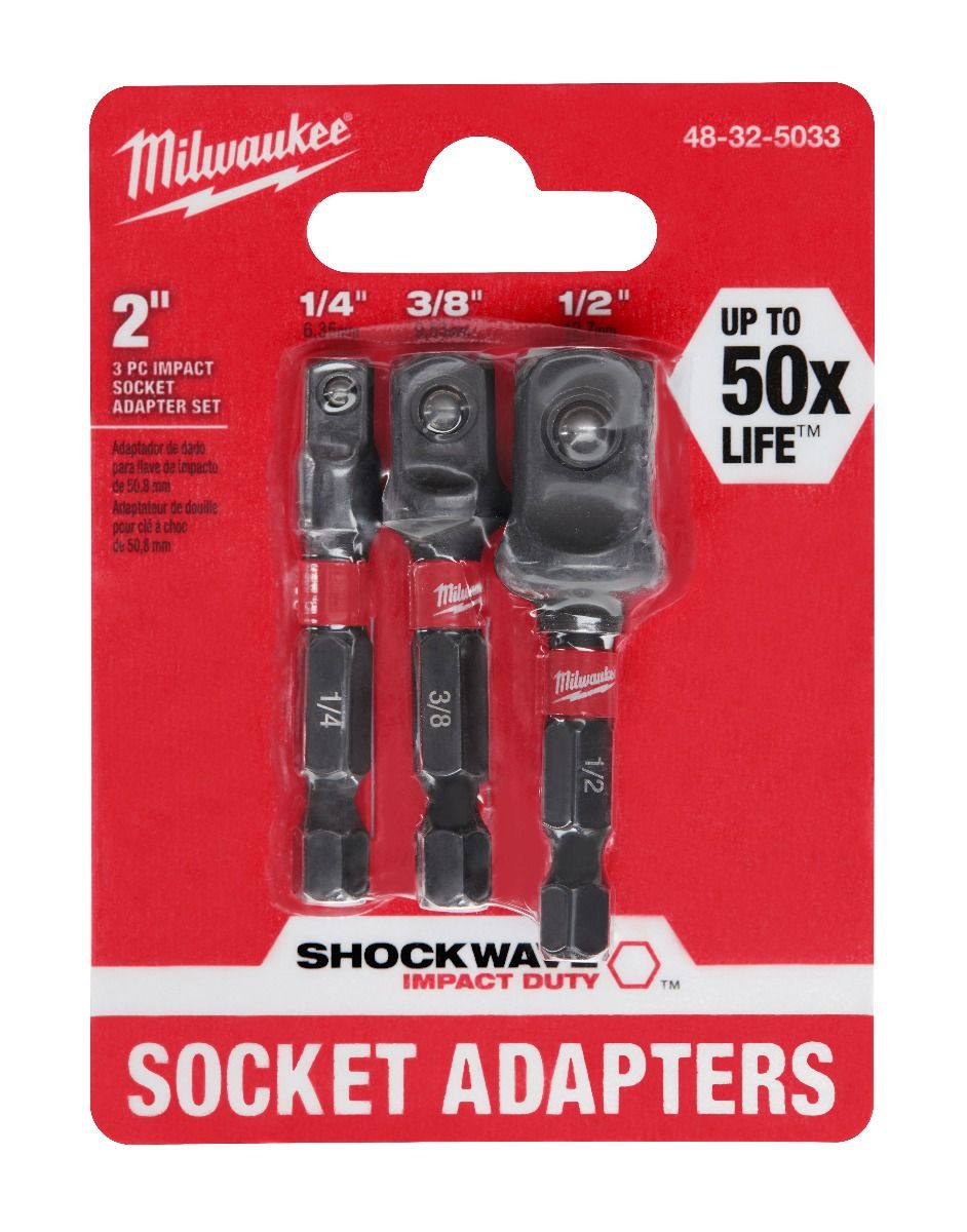 Juego de adaptadores de cubos con vástago hexagonal SHOCKWAVE™ 3 pzs 48-32-5033 Milwaukee 2