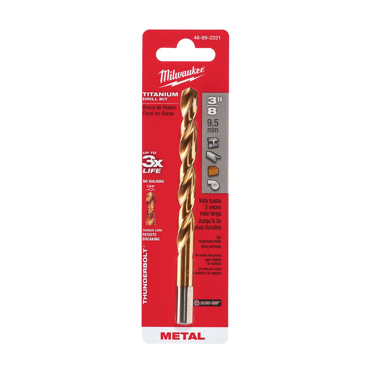 Broca de titanio 3/8 Pulg 48-89-2221 Milwaukee