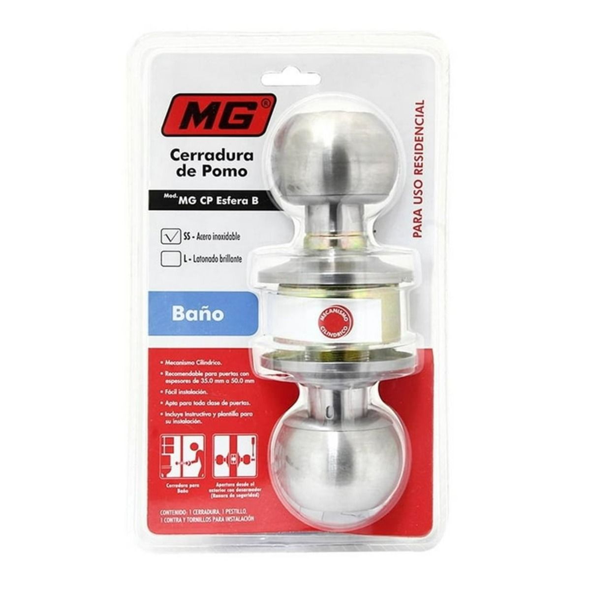Cerradura De Pomo Para Baño SS MG