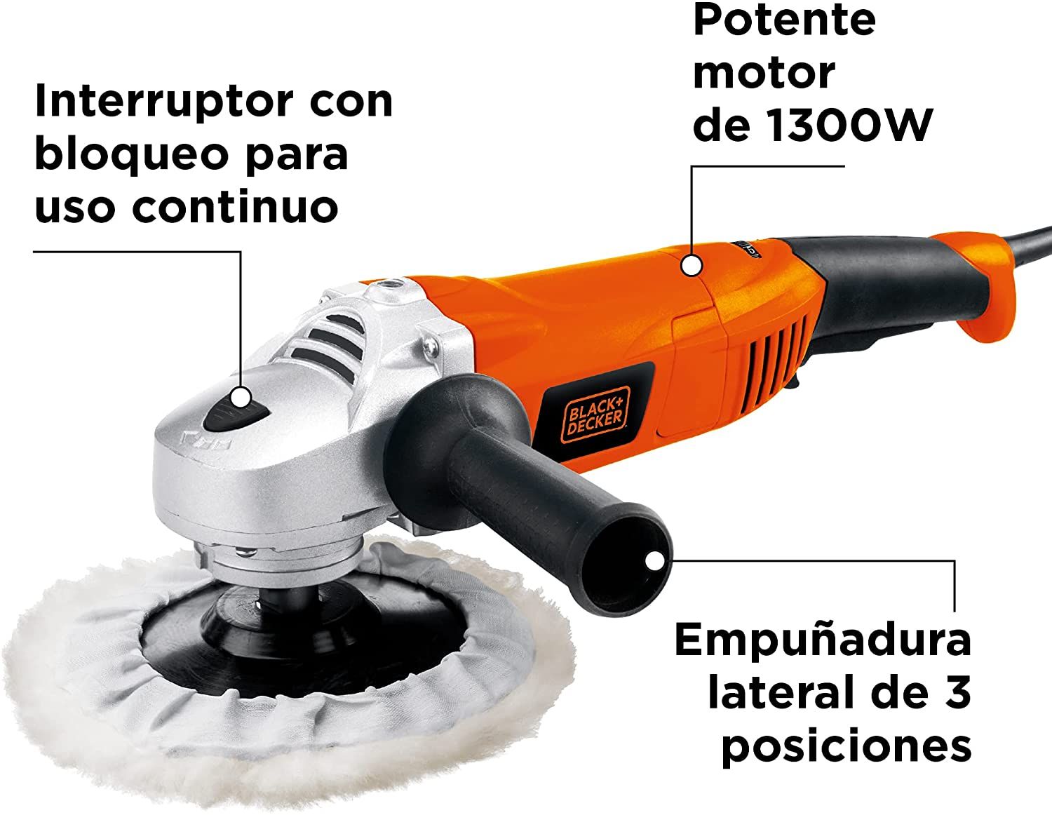 Pulidora profesional 7 Pulg 1300W WP1500K-B3 Black&amp;Decker 2
