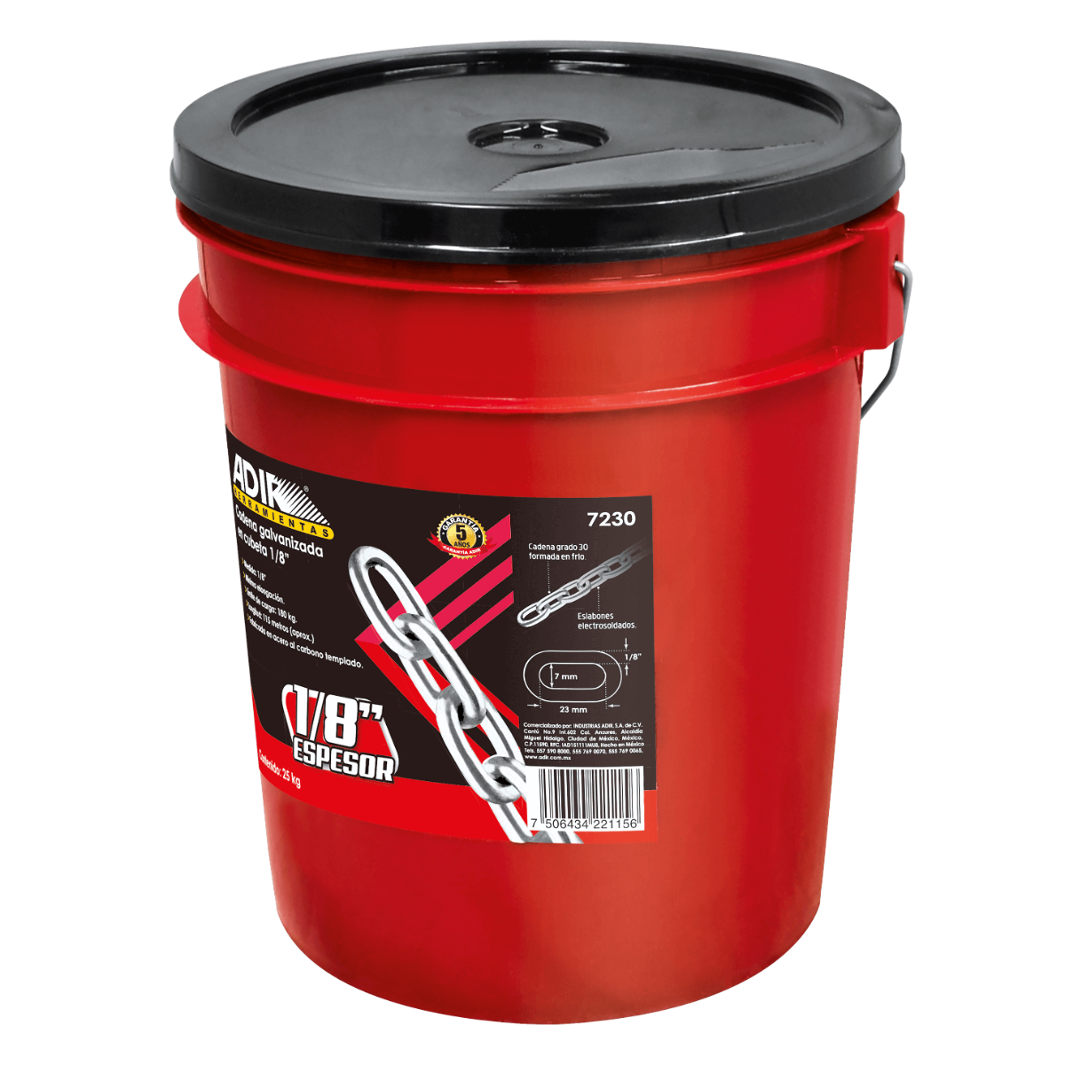 Cadena Galvanizada Cubeta 1/8” 25kg 7230 Adir