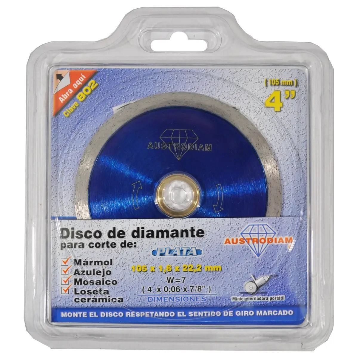 Disco de Diamante Para Corte Loseta 4" 802 Austromex 2