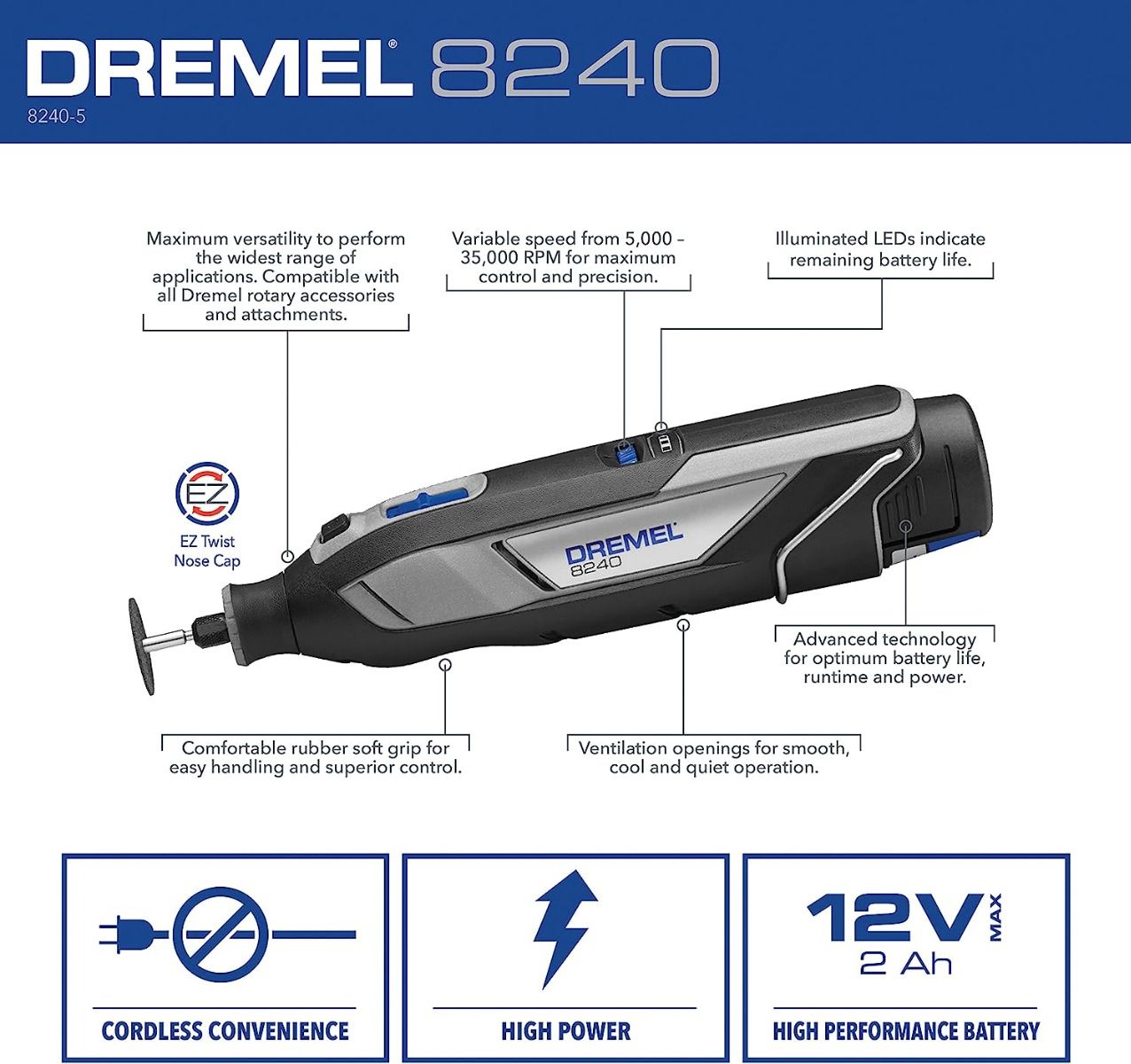 Mototool 5 Accesorios 12V 8240A8250AA Dremel 2