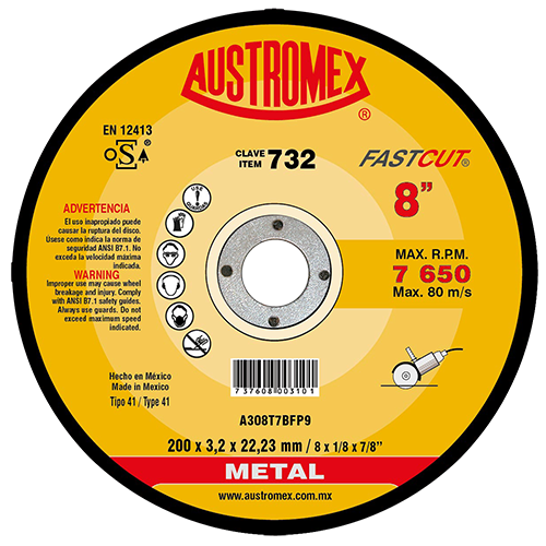 Disco para corte de metal 8 Pulg 732 Austromex