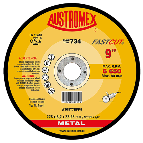 Disco para corte de acero 8 Pulg 734 Austromex