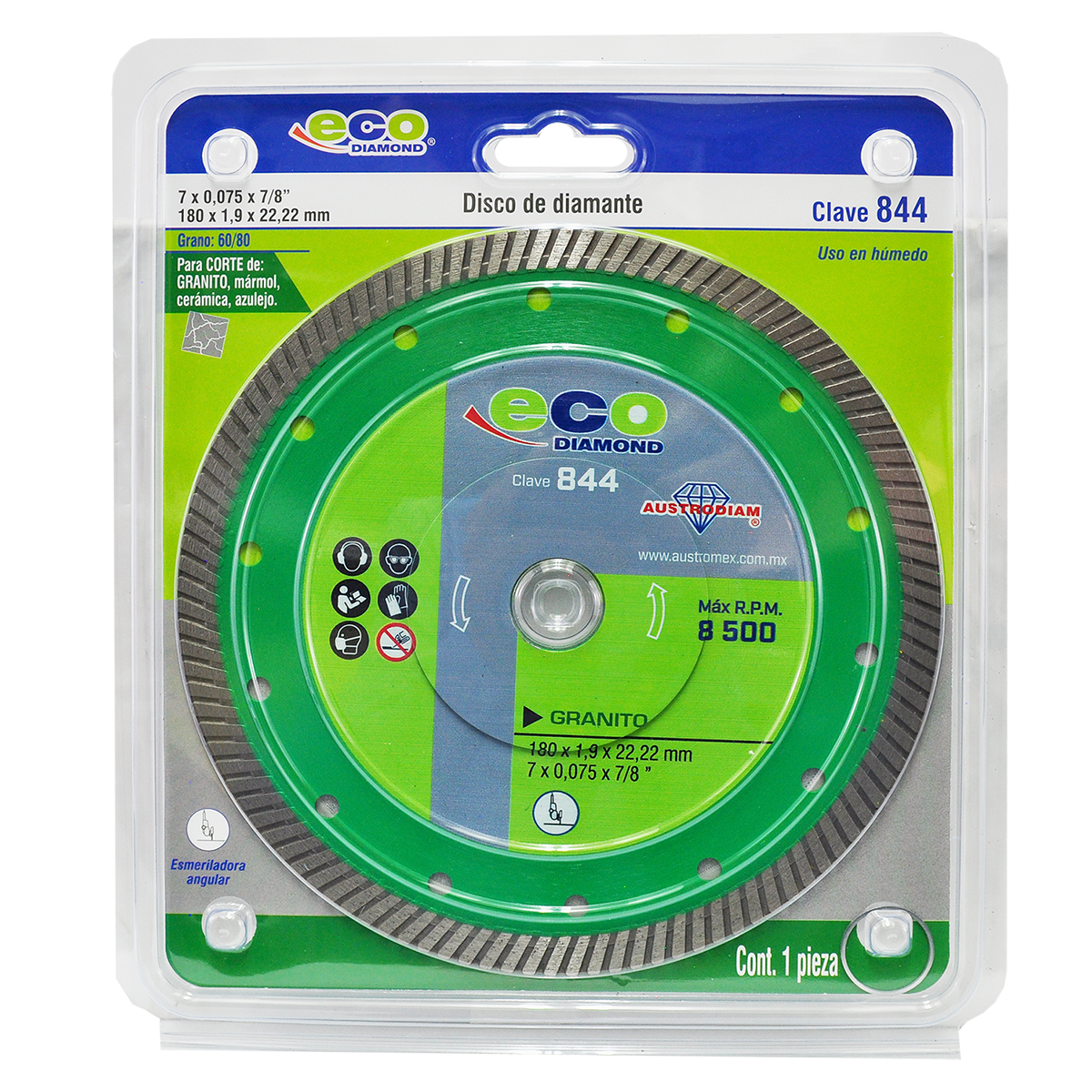 Disco Turbo Delgado de Diamante Granito 7” 844 Austromex 2