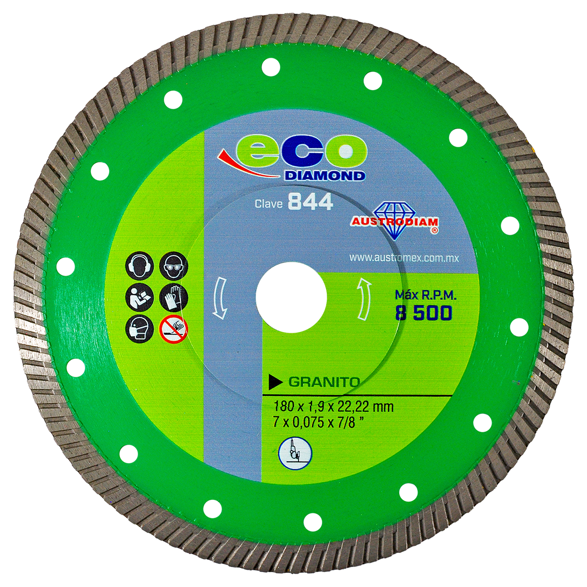 Disco Turbo Delgado de Diamante Granito 7” 844 Austromex