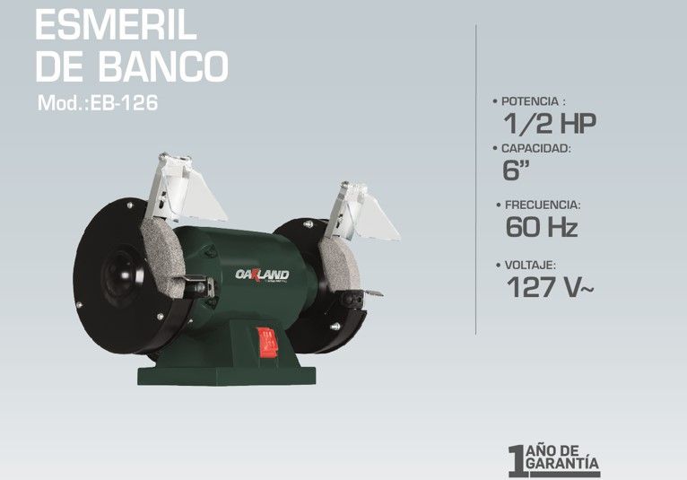 Esmeril de banco 6" 1/2 HP EB-123 OAKLAND 2