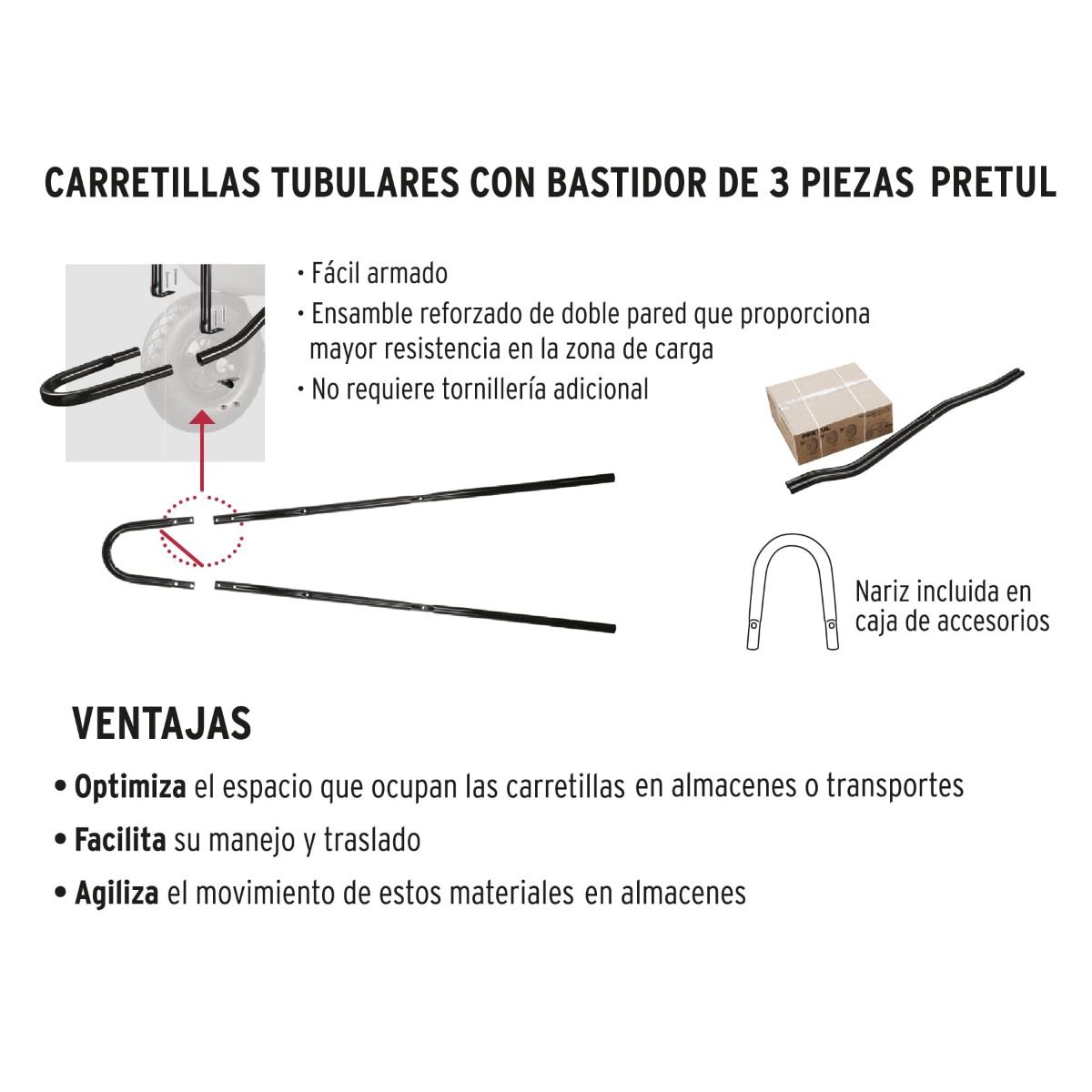 Carretilla 4.5 ft3 gris Neumática 22647 CAP-4NB Pretul 5