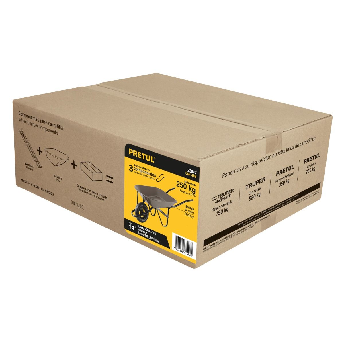 Carretilla 4.5 ft3 gris Neumática 22647 CAP-4NB Pretul 7