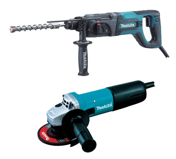 Combo Martillo Perforador y Miniesmeril HR2475X4 Makita 2