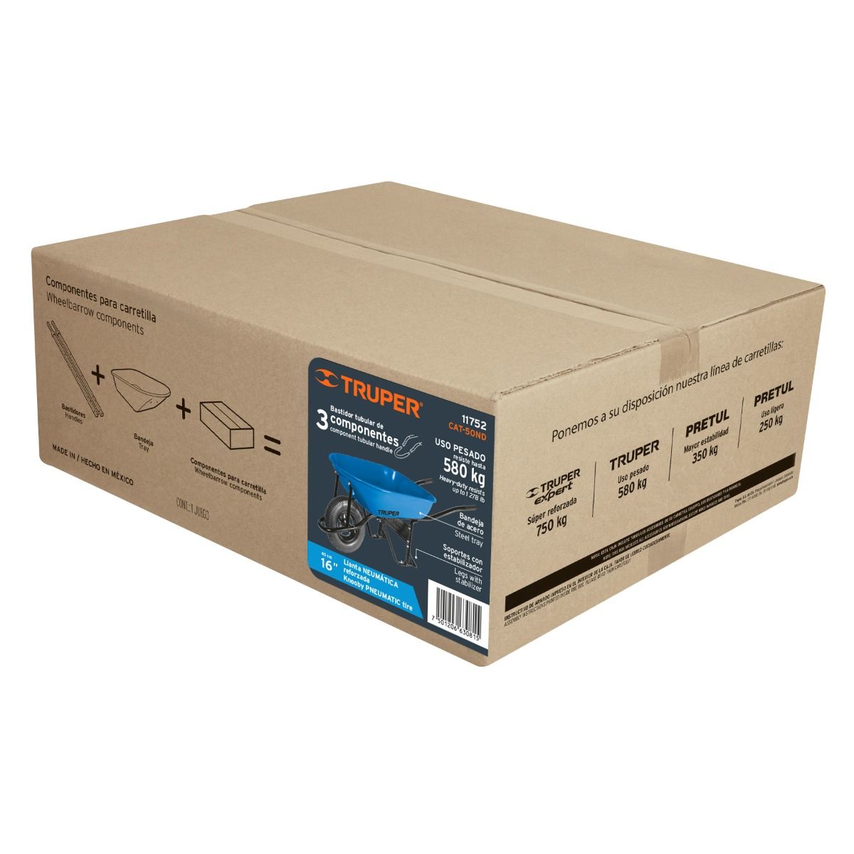 Carretilla 5.5 ft3 Neumática 11752 CAT-50ND Truper 7