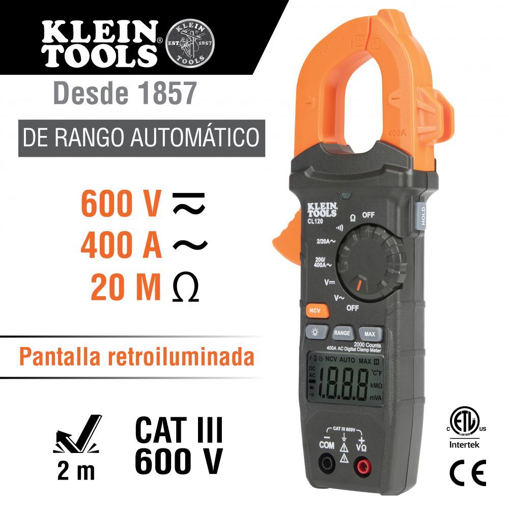 Multímetro de gancho y kit de prueba eléctrica CL120VP Klein Tools 3