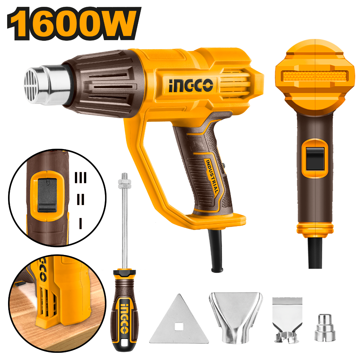 Pistola de Calor 1600W UHG160078 Ingco 2