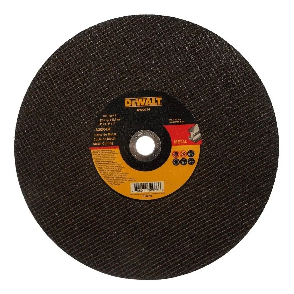 Disco Corte De Metal 14" DW0014 DeWalt