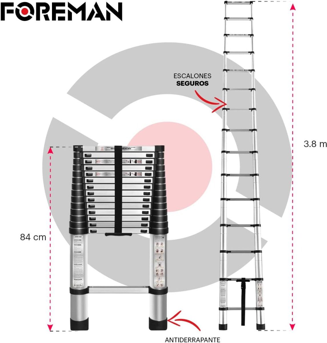 Escalera Telescópica 3.8M FO-ET Foreman