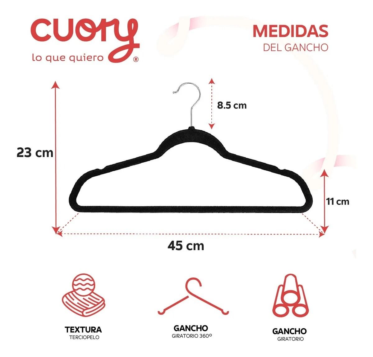 Ganchos Terciopelo 50 Pzs CUOH-GA3 Cuory 2