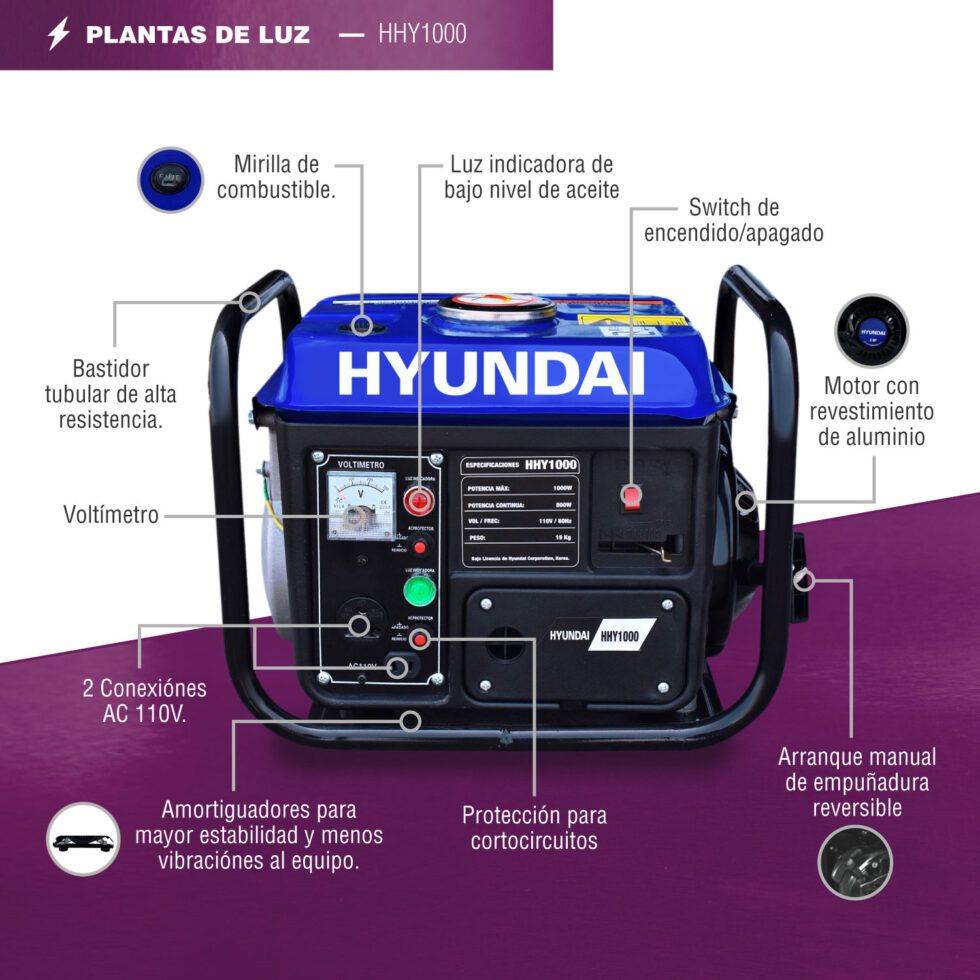Generador a Gasolina HHY1000 Hyundai 10