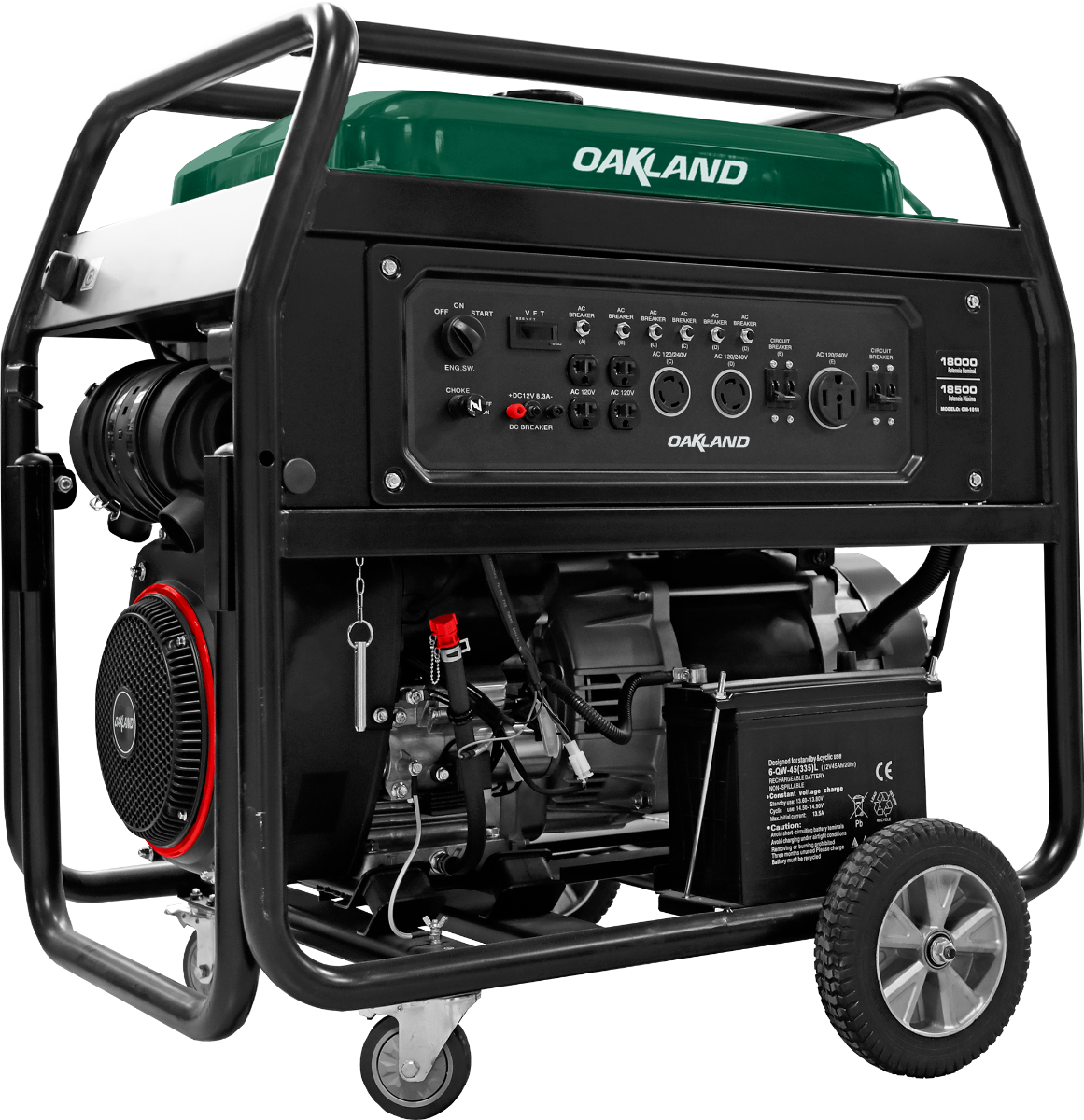 Generador trifasico a gasolina 18000W 24HP GM1818 OAKLAND