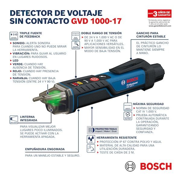 Probador de Voltaje GVD 1000-17 Bosch 5