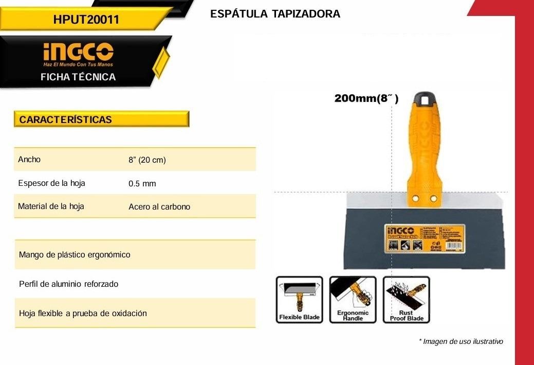 Espátula Para Yeso 8” HPUT20011 Ingco 2