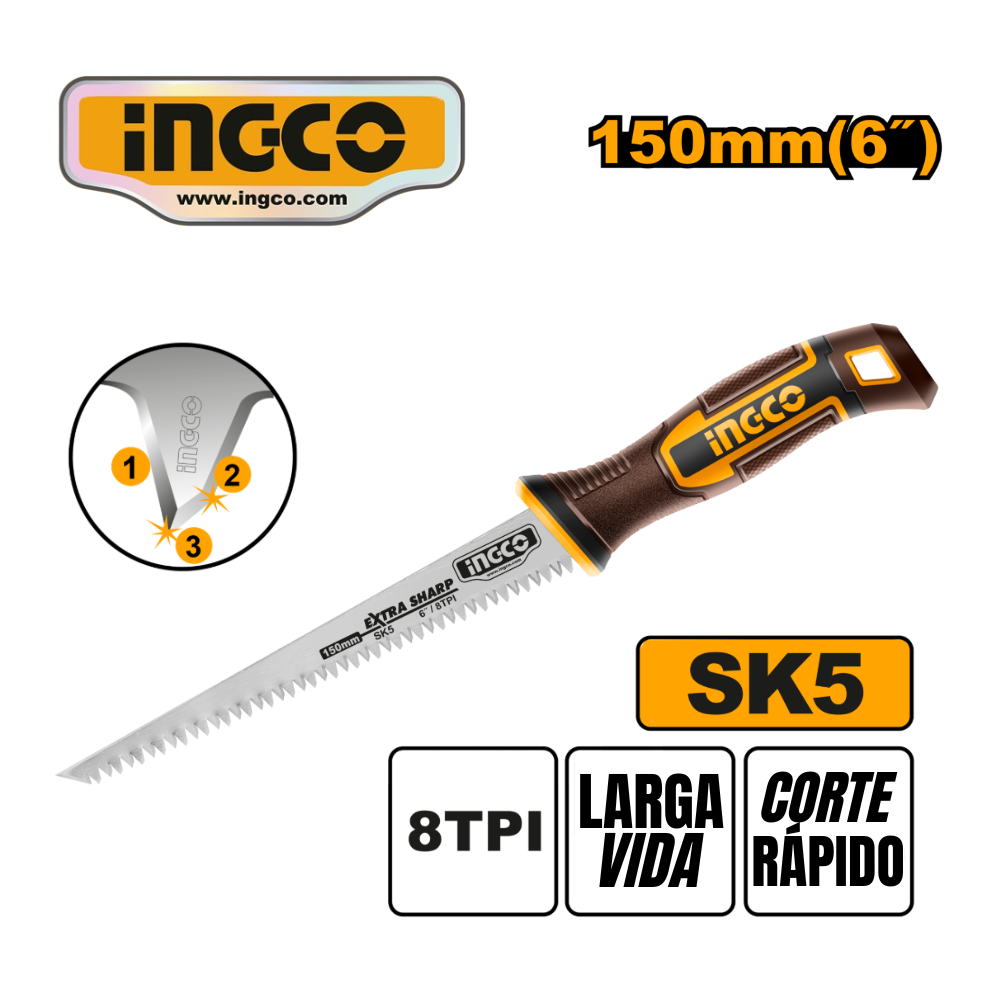 Serrucho Para Tablaroca 6” HWBSW1506 Ingco 2