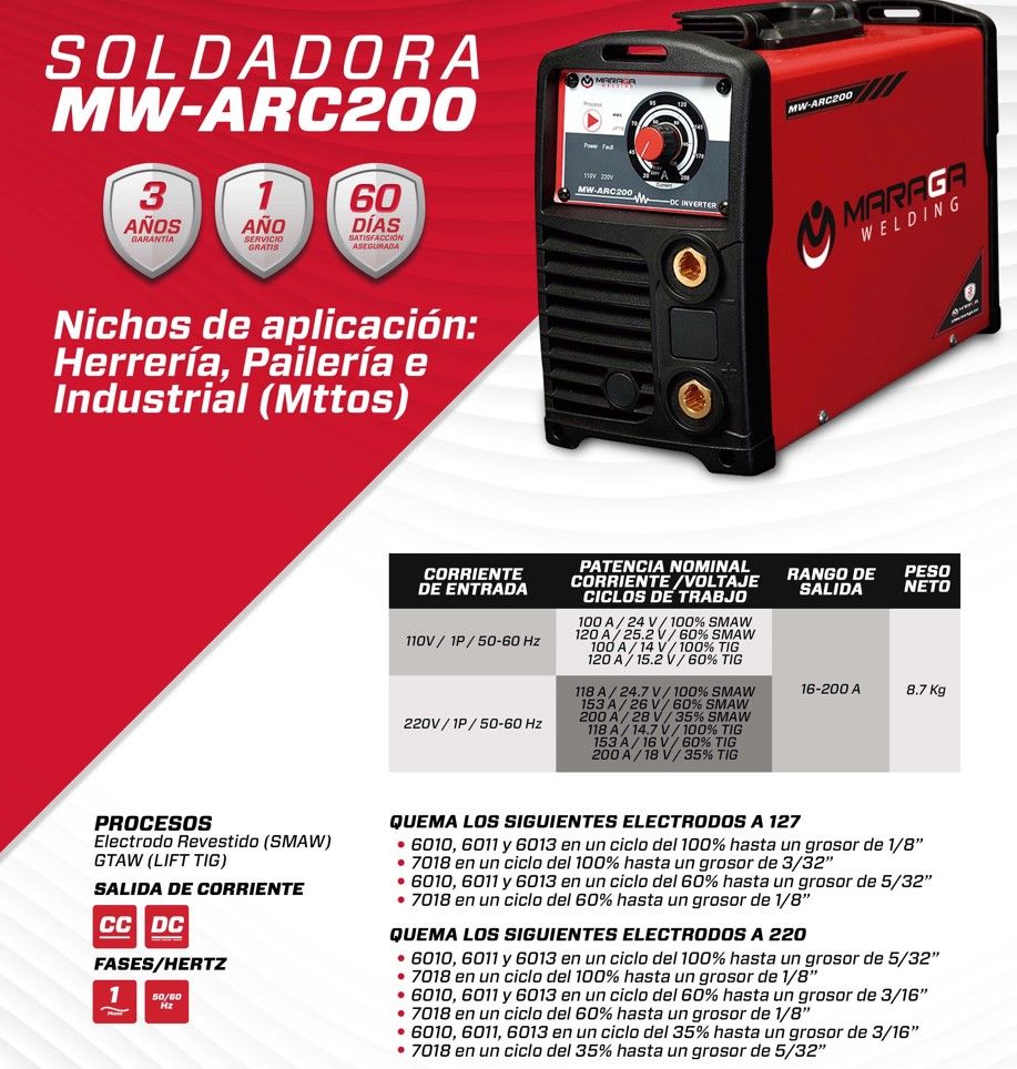 Soldadora Inversora ARC200 Maraga