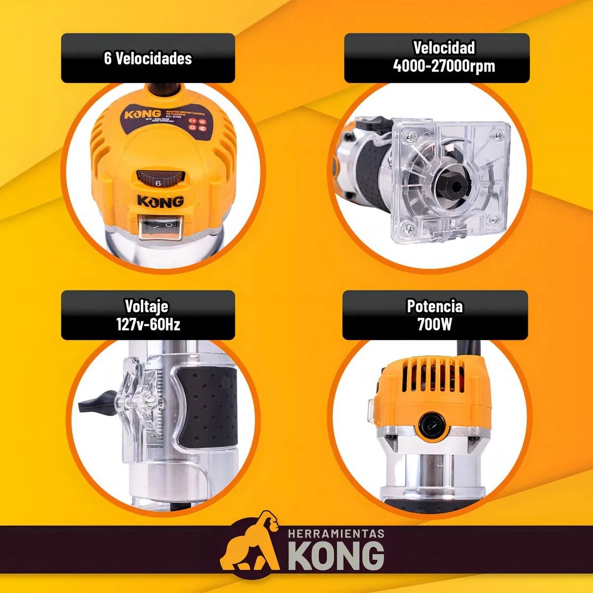 Router 700W 1/4” K0-3709 Kong 7