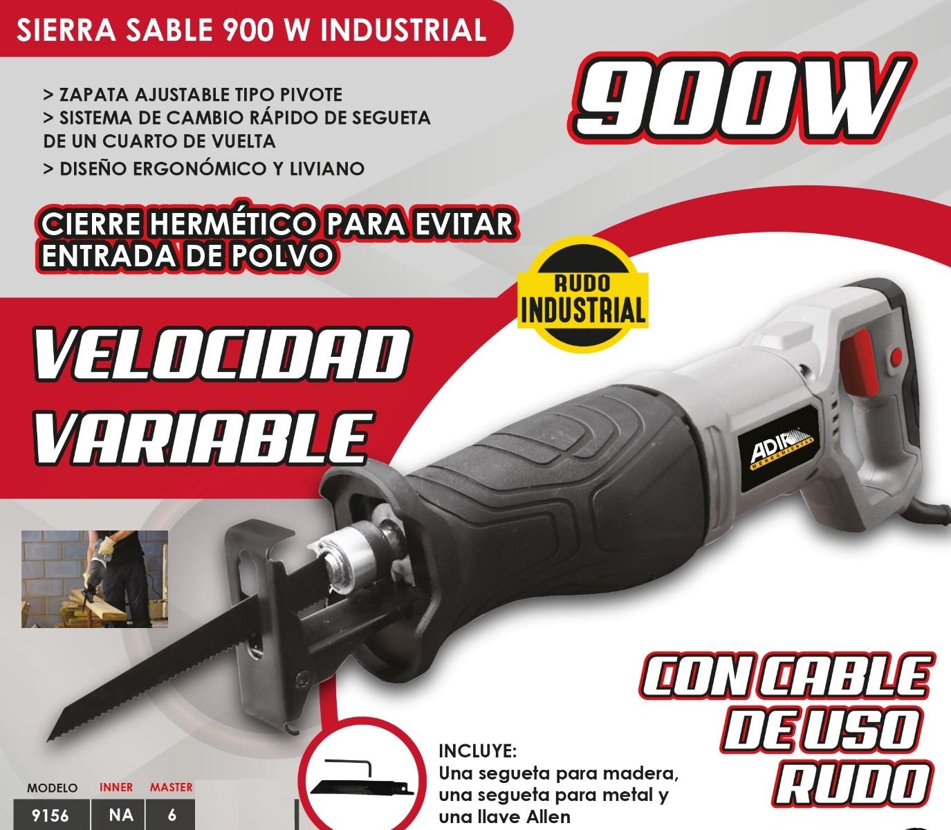 Sierra sable industrial 900W 9156 Adir 7