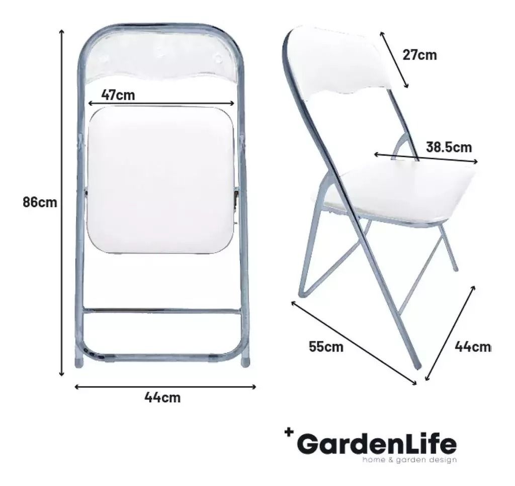 Silla Acojinada Plegable Blanca GardenLife 3