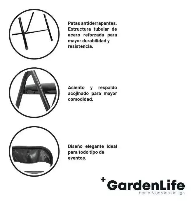 Silla Acojinada Plegable Negra GardenLife 5