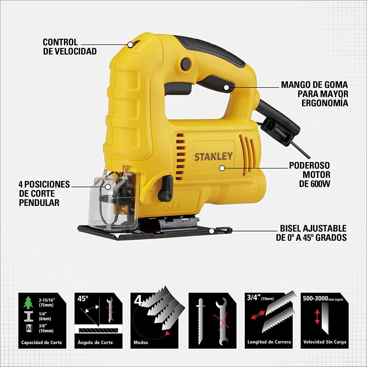 Sierra Caladora 600W VV SJ60K Stanley 2